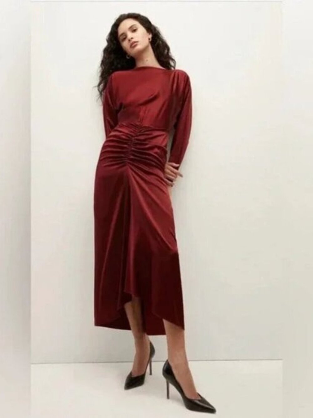 Veronica Beard Sabri Ruched Silk Midi Dress